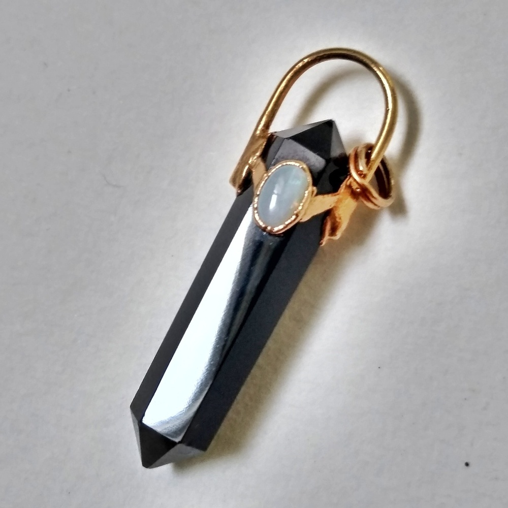 Vintage Opal Black Onyx Charm Pendant